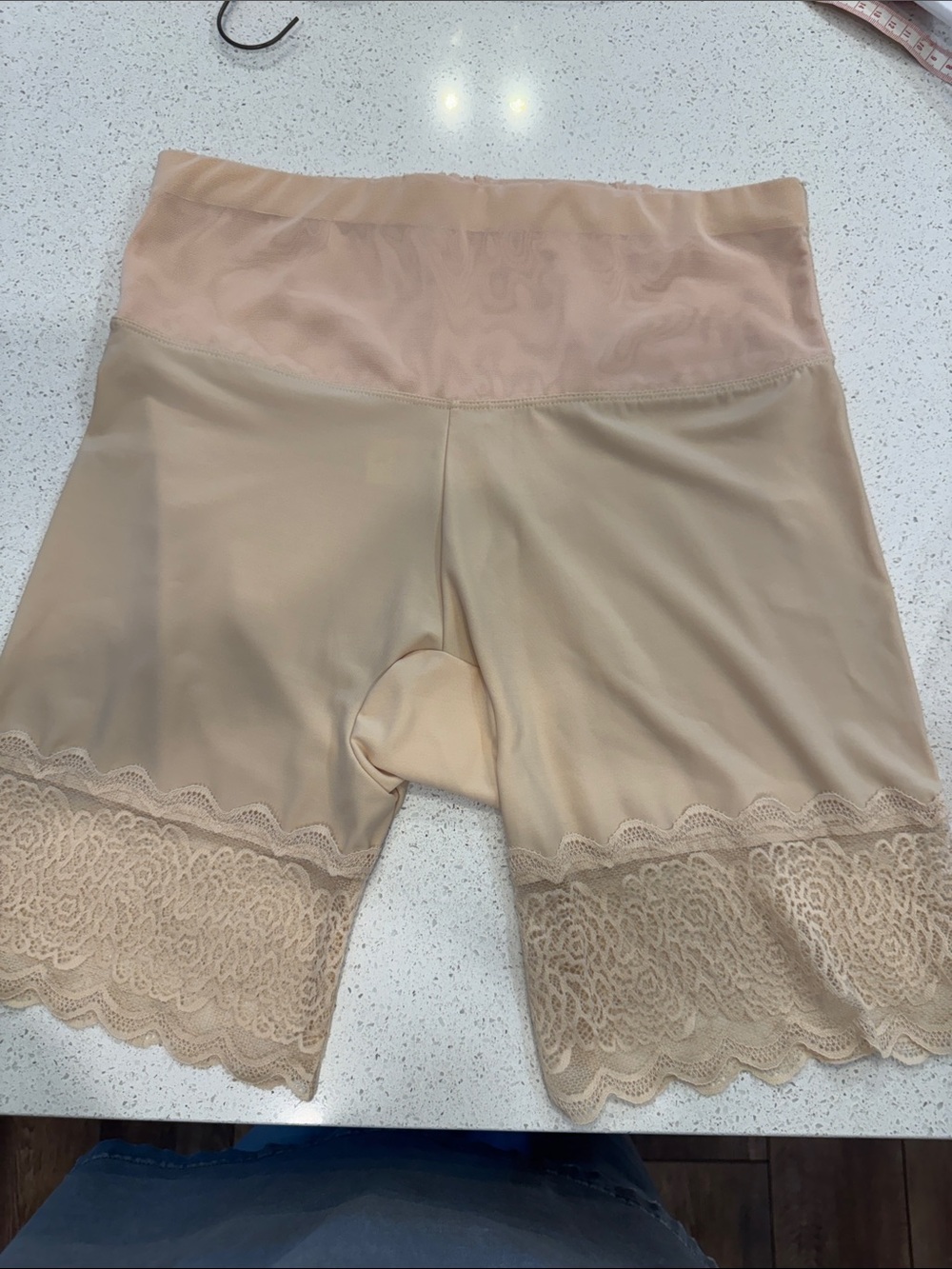 Amazon Nude High-Waist Lace-Trim Shaping Shorts